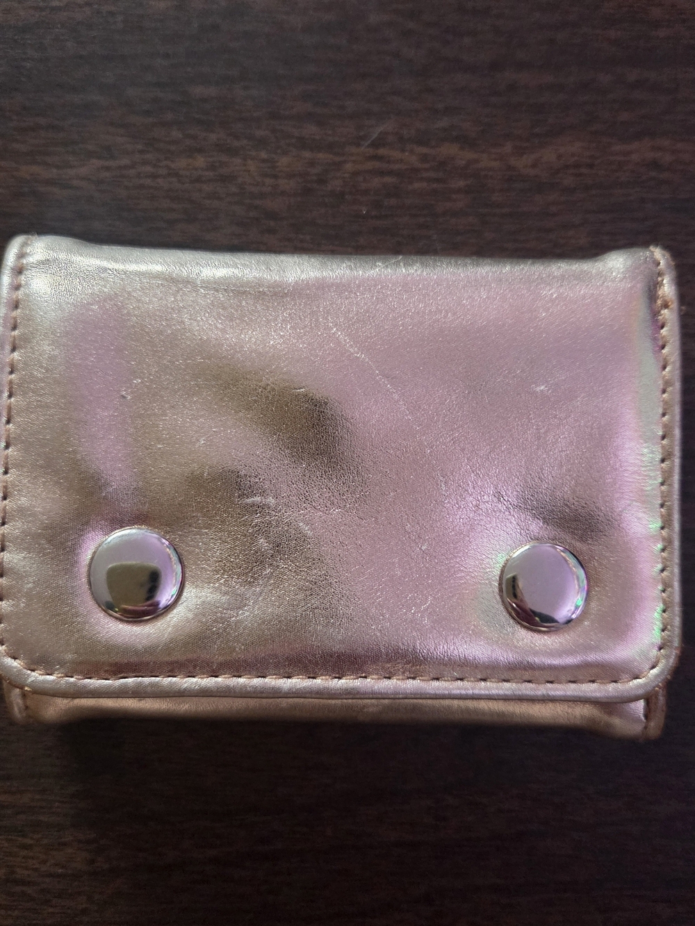 Wild Fable Rose Gold Metallic Solid Snap Closure Folding Wallet